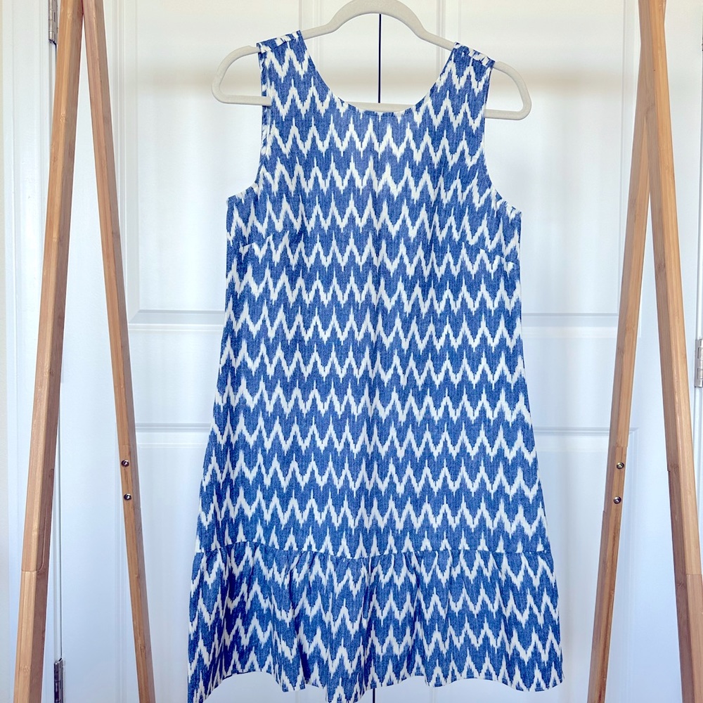 J. Crew, size S dress with drop waist and slight ruffle hem.